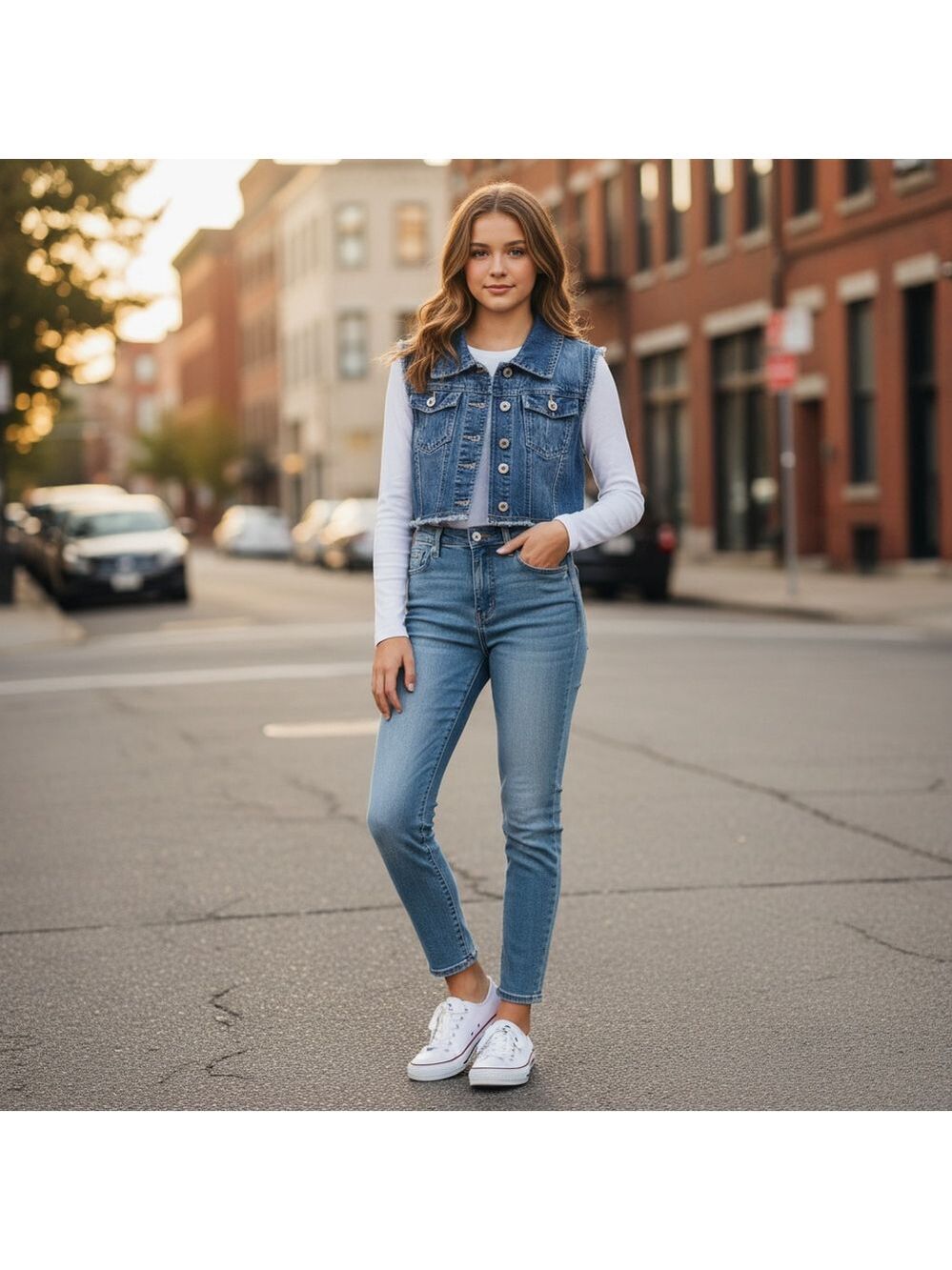 Highway Jeans Blue Denim Cropped Vest M